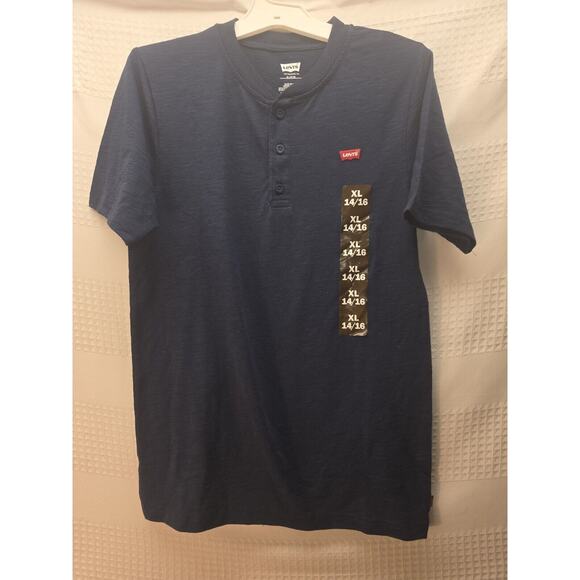 Levis Boys Tshirt Size 10/12 Blue Short Sleeve Casual Buttons 6271 - Picture 1 of 4